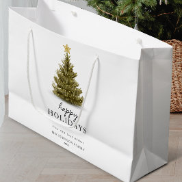 Prettig Vakantie Typografie Kerst Dennenboom Groot Cadeauzakje