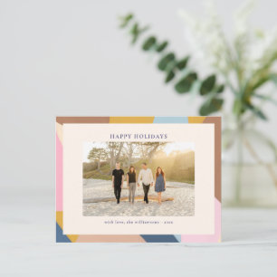 Prettig Vakantie Verleden Tijd Kleur Blok Foto Mod Feestdagenkaart