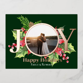 Prettig vakantie waterverf groen met foto folie feestdagen briefkaart