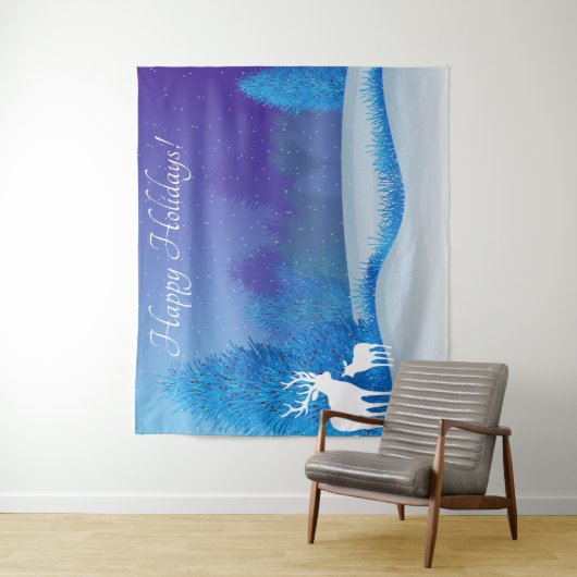 Prettig Vakantie Winter Achtergrond Herten Wandkleed (In situ)