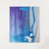 Prettig Vakantie Winter Achtergrond Herten Wandkleed (Voorkant)