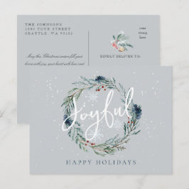 Prettig Vakantie Winter Krans Sneeuw Kerstmis Briefkaart