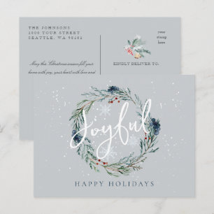 Prettig Vakantie Winter Krans Sneeuw Kerstmis Briefkaart