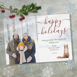 Prettig Vakantie Winter Vos Kerst Foto Vakantie  Feestdagenkaart