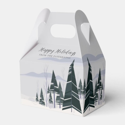 Prettig Vakantie Winterbomen Modern Kerstfeest Bedankdoosjes (Voorkant Zijde)