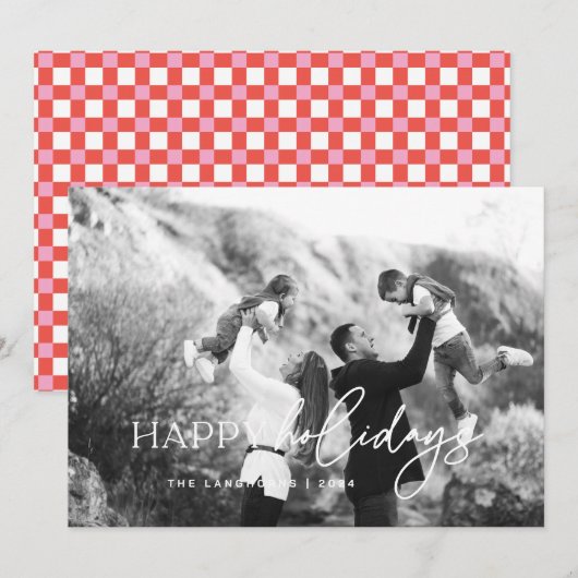 Prettig Vakantie Wit Tekst Foto Kerstkaart Kaart (Voorkant / Achterkant)