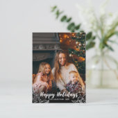 Prettig Vakantie Witte Script Foto Kerstmis Briefkaart (Staand voorkant)