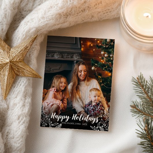 Prettig Vakantie Witte Script Foto Kerstmis Briefkaart