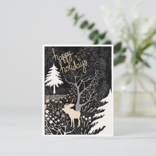 Prettig vakantie Woodland Moose Kerstkaart (Staand voorkant)