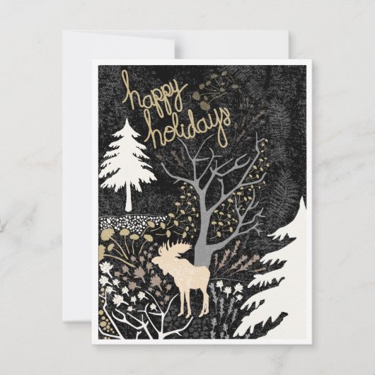 Prettig vakantie Woodland Moose Kerstkaart (Voorkant)