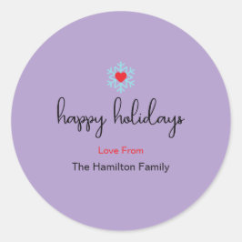 Prettig Vakantie Xmas Eenvoudig Rood Hart Sneeuwvl Ronde Sticker