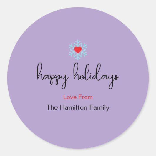 Prettig Vakantie Xmas Eenvoudig Rood Hart Sneeuwvl Ronde Sticker (Voorkant)