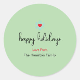 Prettig Vakantie Xmas Eenvoudig Rood Hart Sneeuwvl Ronde Sticker