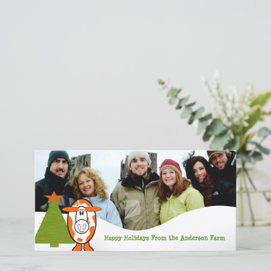 Prettig Vakantie Zuivelboerderij Familie Fotokaart Feestdagenkaart (Staand voorkant)