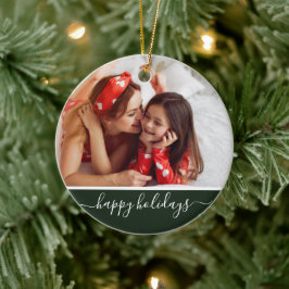 Prettig Vakantiefeest Aangepaste Foto Moderne Groe Keramisch Ornament