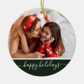 Prettig Vakantiefeest Aangepaste Foto Moderne Groe Keramisch Ornament (Voorkant)