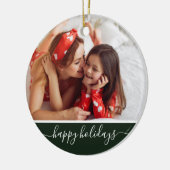Prettig Vakantiefeest Aangepaste Foto Moderne Groe Keramisch Ornament (Links)