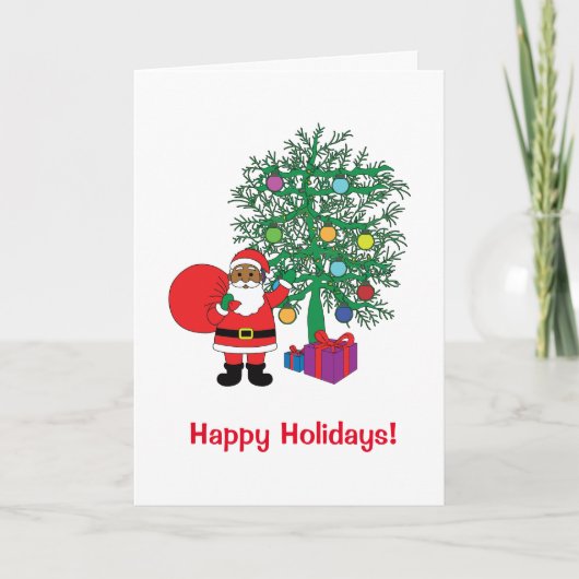 Prettig vakantiefeest Afro-Amerikaanse Kerstman Fa Feestdagen Kaart (Voorkant)