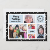 Prettig vakantiefeest Blauw en Zwart Kerstmis 5 Fo Feestdagenkaart (Voorkant)