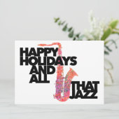 Prettig vakantiefeest en dat hele jazz-saxofonist feestdagenkaart (Staand voorkant)