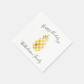 Prettig vakantiefeest gouden ananas witte naam servet (Hoek)