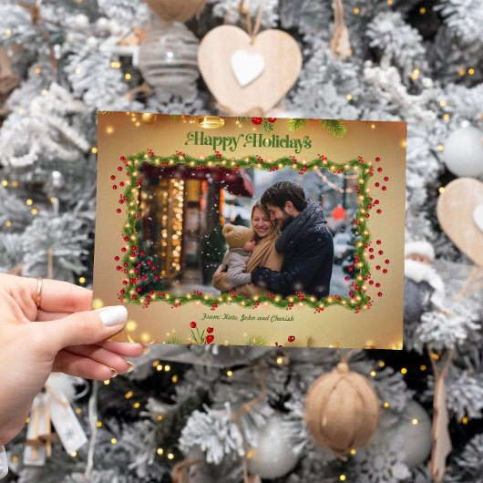 Prettig vakantiefeest Holly Foto Kerstkaart