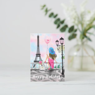Prettig Vakantiefeest - Ik hou van Parijs - Vrouw Notitiekaartje