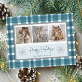 Prettig vakantiefeest met zilverkleurige sneeuwvlo feestdagenkaart