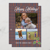Prettig vakantiefeest multi foto wenskaart Plaid Feestdagenkaart (Voorkant / Achterkant)