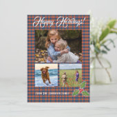 Prettig vakantiefeest multi foto wenskaart Plaid Feestdagenkaart (Staand voorkant)