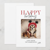 Prettig vakantiefeest Persoonlijke hondenfoto fami Feestdagenkaart (Voorkant / Achterkant)