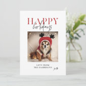 Prettig vakantiefeest Persoonlijke hondenfoto fami Feestdagenkaart (Staand voorkant)