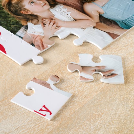 prettig vakantiefeest rode kalligrafie 4 foto coll legpuzzel (Zijkant)