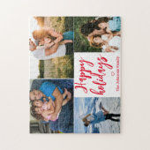 prettig vakantiefeest rode kalligrafie 4 foto coll legpuzzel (Verticaal)