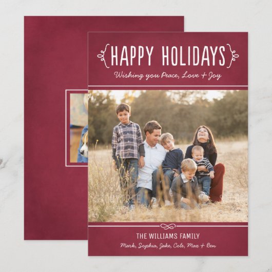 Prettig vakantiefeest Roode Wijn Foto Feestdagenkaart (Voorkant / Achterkant)