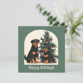 Prettig vakantiefeest Rottweiler honden Kaart (Staand voorkant)