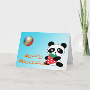 Prettig vakantiefeest ! Schattige panda met aardbe Feestdagen Kaart