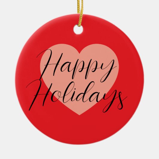 Prettig Vakantiefeest Vrolijk Kerstfeest Vakantiet Keramisch Ornament (Voorkant)