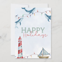 Prettig Vakantiefeest- Walvis & Vuurtoren Feestdagenkaart