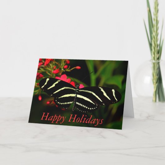 Prettig vakantiefeest Zebra Long-Wing Feestdagen Kaart (Voorkant)