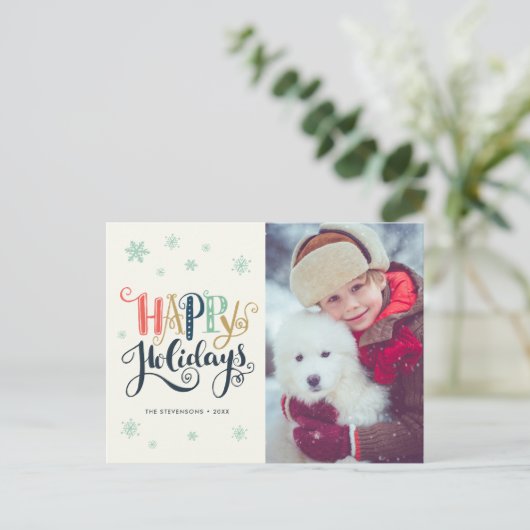 Prettig vakantiekaart met sneeuw | Foto kerstkaart Feestdagenkaart (Staand voorkant)