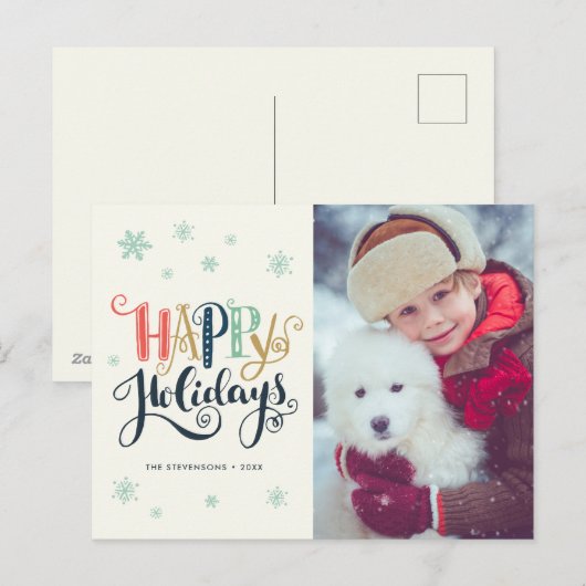 Prettig vakantiekaart met sneeuw | Foto kerstkaart Feestdagenkaart (Voorkant / Achterkant)