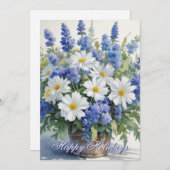Prettig vakanties Bloemen Watercolor Vrolijk Kerst Feestdagenkaart (Voorkant / Achterkant)