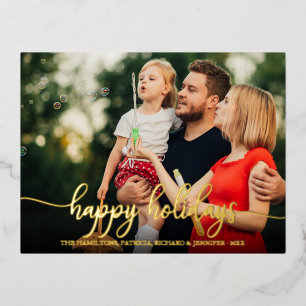 Prettig Vakantieseizoen Eenvoudige Moderne Calligr Folie Feestdagen Briefkaart