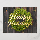 Prettig vakantieseizoen Landelijke dennenkrans hou Folie Feestdagen Briefkaart (Voorkant)