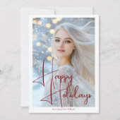 Prettig Vakantieseizoen Model Actrice Portret Rode Feestdagenkaart (Voorkant)