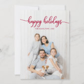 Prettig Vakantieseizoen Rode Script Unieke Foto Kaart (Voorkant)
