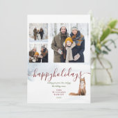 Prettig Vakantieseizoen Winter Vos 3 Foto Kerstmis Feestdagenkaart (Staand voorkant)