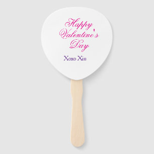 Prettig Valentijns-dag roze paars xoxo liefde naam Handwaaier