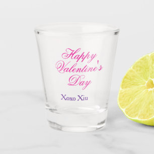 Prettig Valentijns-dag roze paars xoxo liefde naam Shot Glas